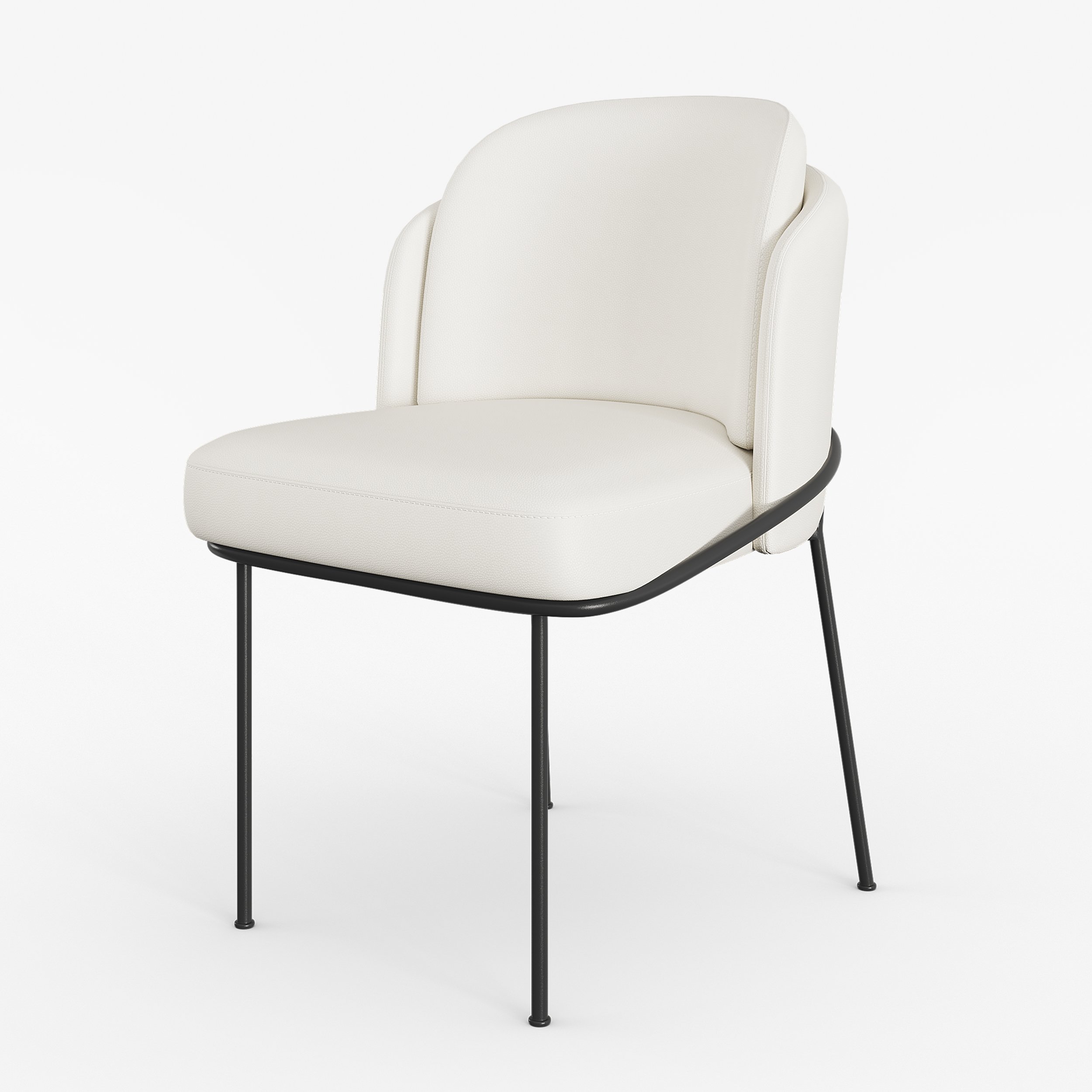 HMR Linenic Series Modern Dining Chairs with Linen Upholstery - White/Black, Set of 4