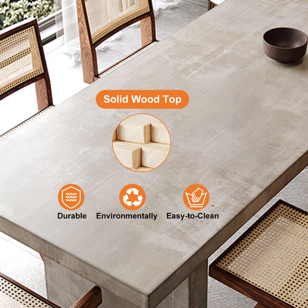 HMR Upoak Series Farmhouse Rectangle Wood Dining Table - Gray, 63"L x 27.6"W x 29.5"H