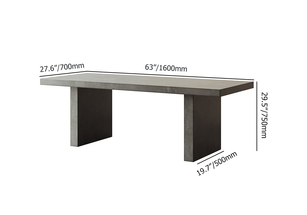 HMR Upoak Series Farmhouse Rectangle Wood Dining Table - Gray, 63"L x 27.6"W x 29.5"H