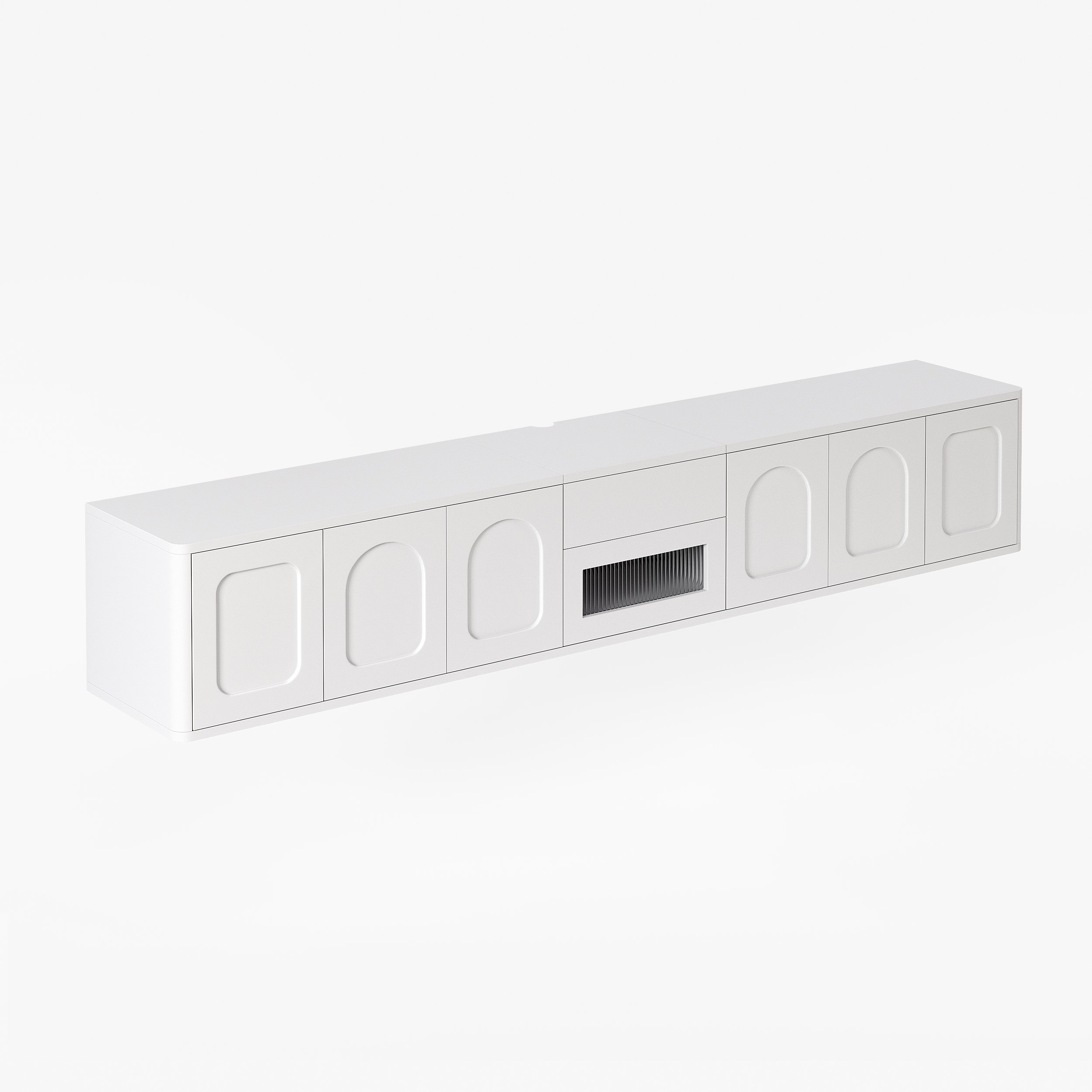 HMR - 69.3" Floating White TV Stand for Projector