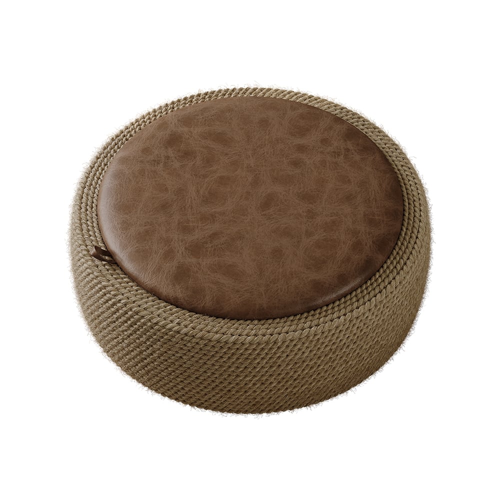 HMR - Coastal Round Woven Rope Drum Coffee Table in Brown with Storage