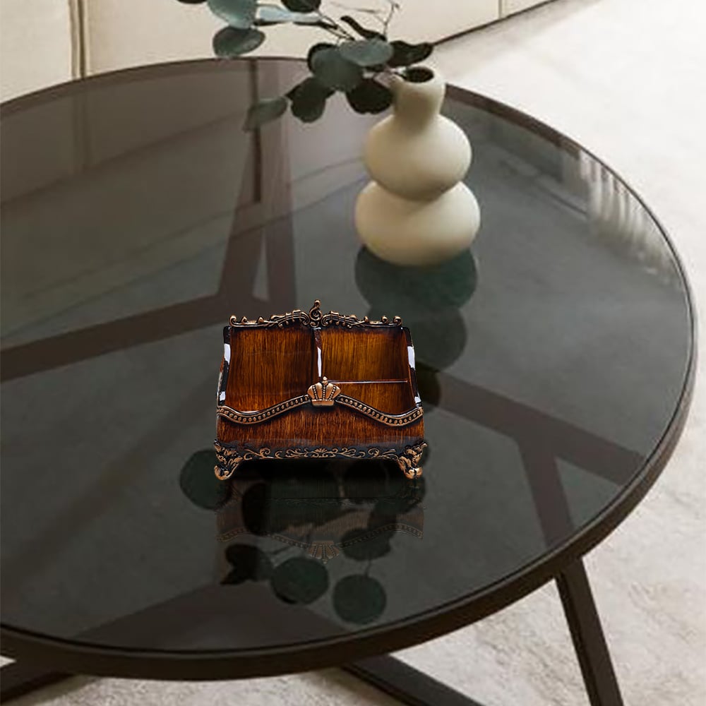 HMR - Vintage Brown Resin Remote Control Holder Living Room Storage Box Home Decoration