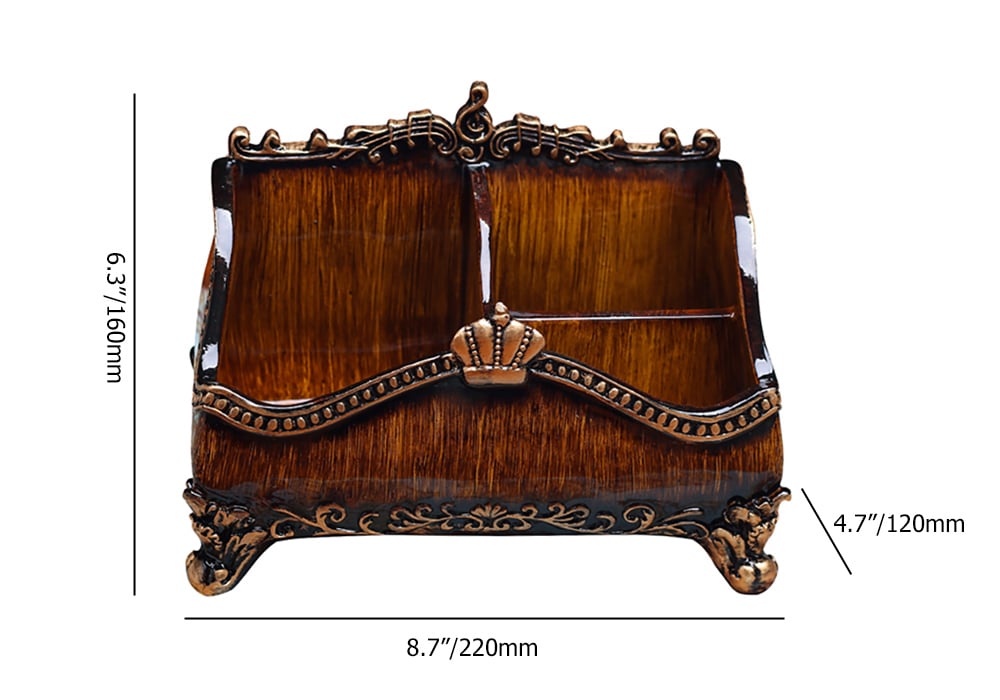 HMR - Vintage Brown Resin Remote Control Holder Living Room Storage Box Home Decoration