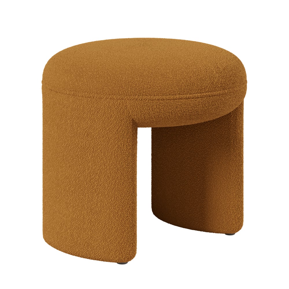 HMR Modern Boucle Vanity Stool Backless Makeup Accent Chair - Orange
