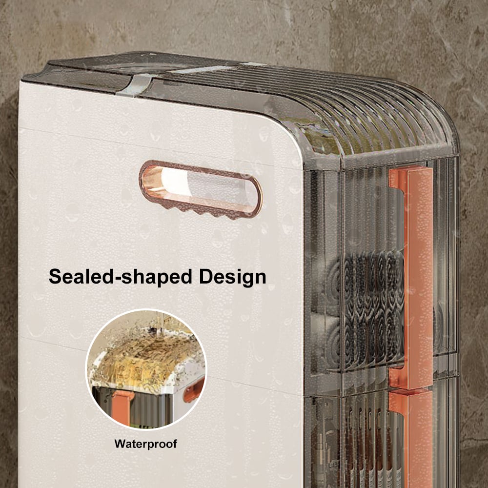 HMR - Modern White & Rose Gold Slim Bathroom Storage Cabinet Freestanding Toilet Paper Holder