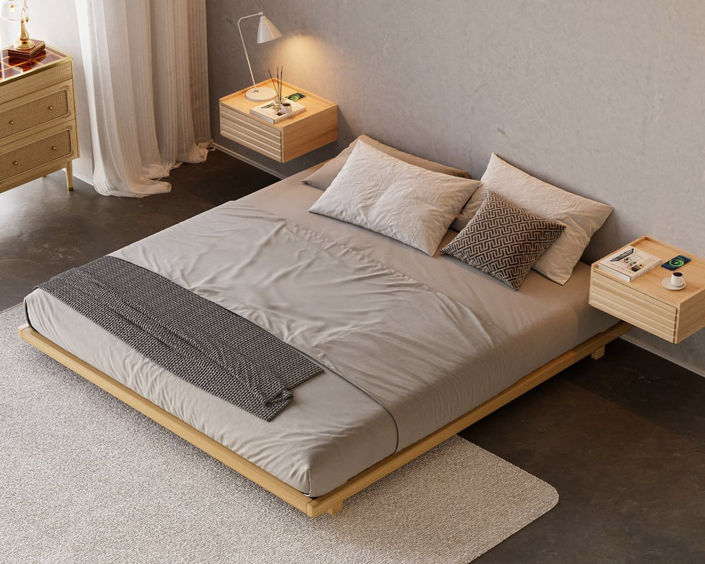 HMR Japanese Style Floor Bed - Natural, King