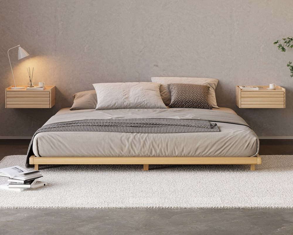 HMR Japanese Style Floor Bed - Natural, King