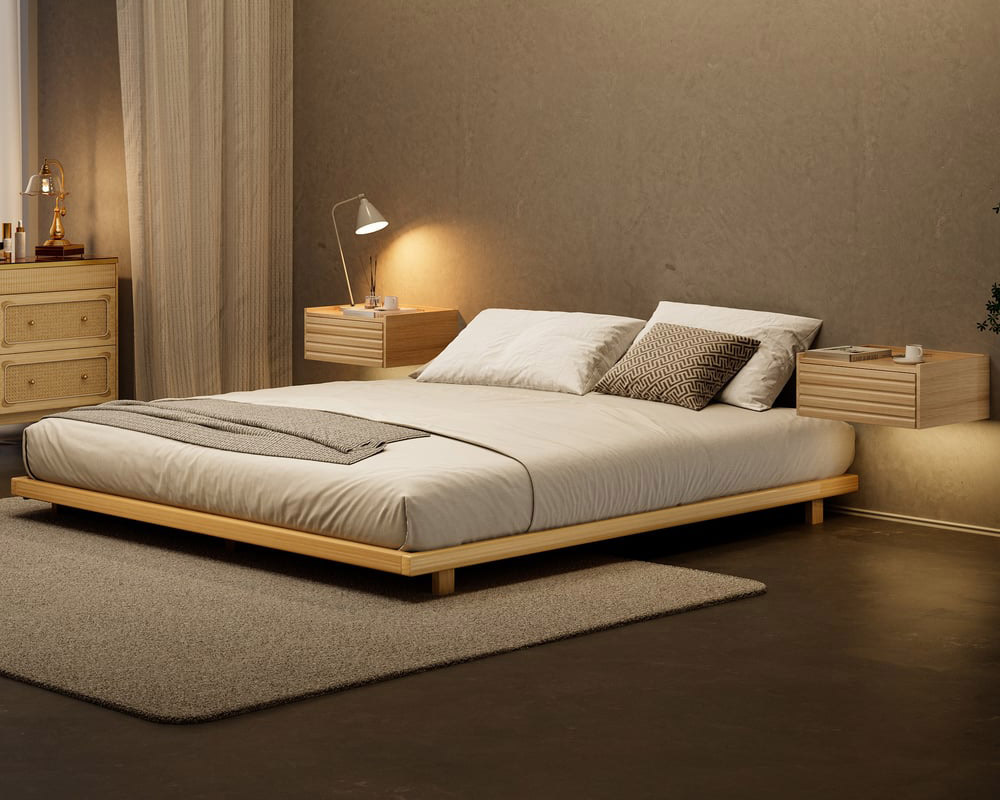 HMR Japanese Style Floor Bed - Natural, King