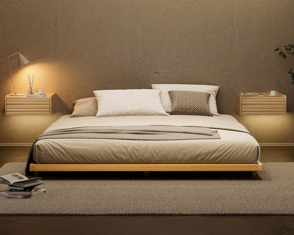 HMR Japanese Style Floor Bed - Natural, King