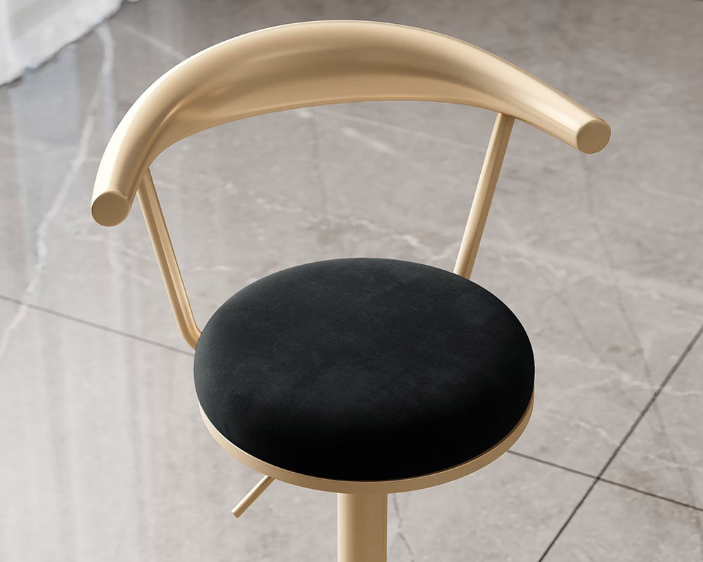 HMR Modern Adjustable Swivel Bar Stools with Velvet Upholstery (Set of 8) - Black