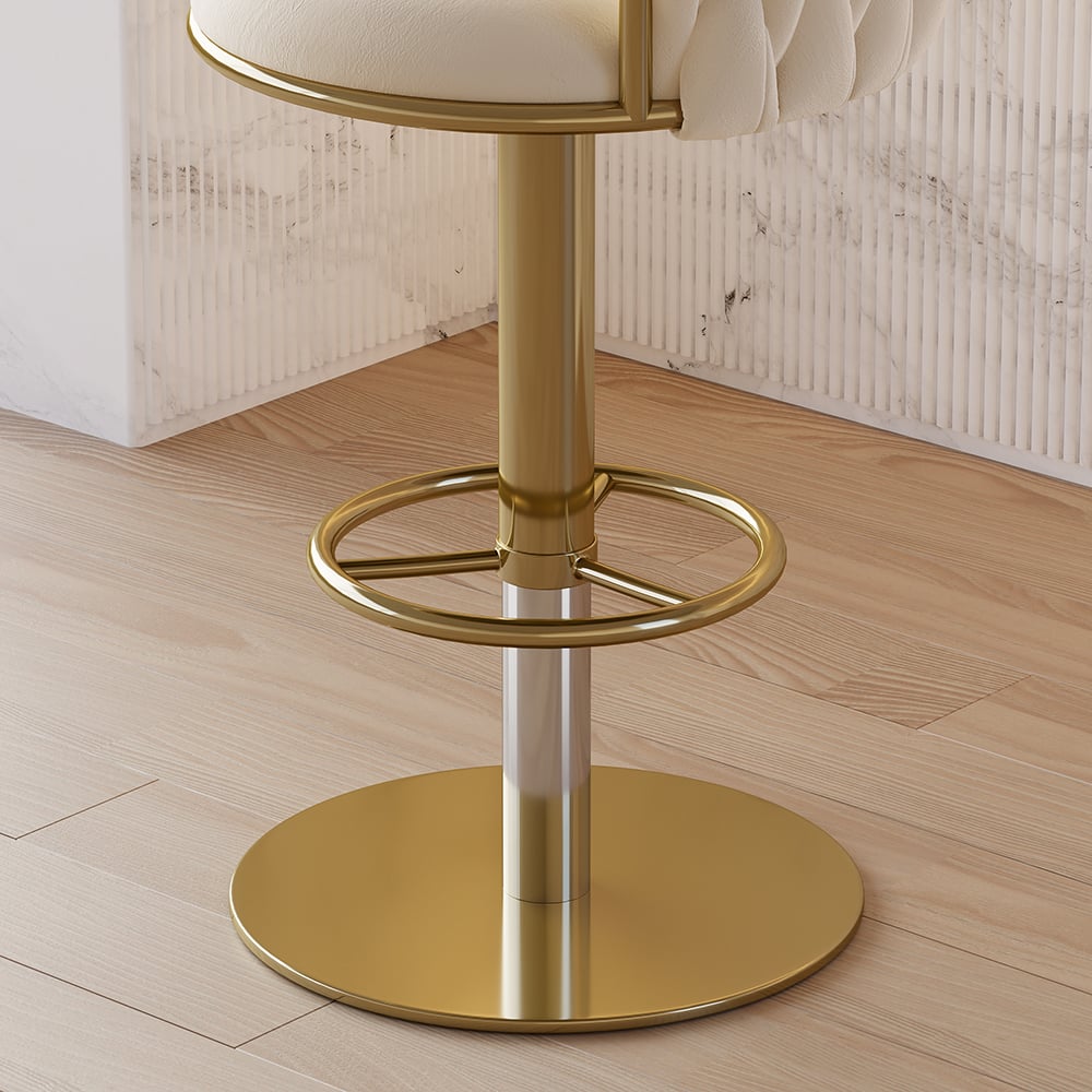 HMR Set of 2 Modern Adjustable Swivel Bar Stools or Counter Stools with Upholstery - Off-White