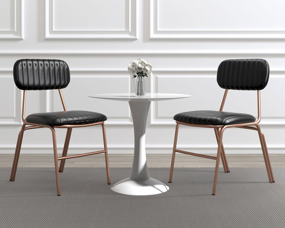 HMR Modern Dining Chairs with Faux Leather Upholstery (Set of 6) - Black