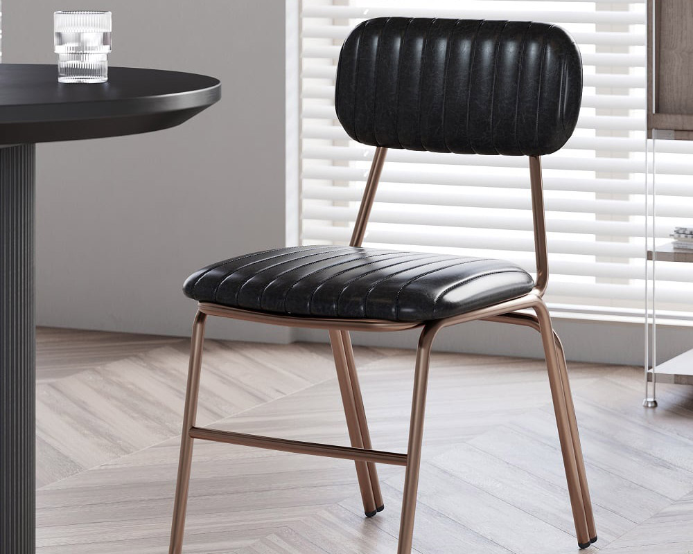 HMR Modern Dining Chairs with Faux Leather Upholstery (Set of 6) - Black