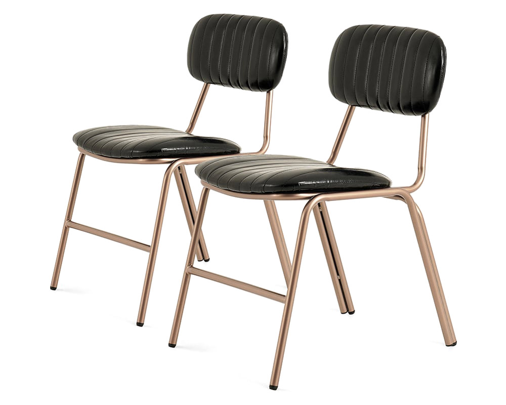 HMR Modern Dining Chairs with Faux Leather Upholstery (Set of 6) - Black