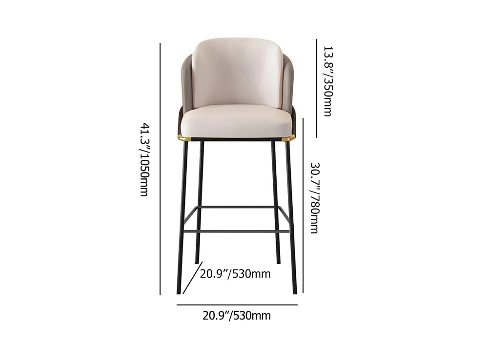 HMR Linenic Series Modern PU Leather Bar Stools - Gray, 20.9"L x 20.9"W x 41.3"H, 6-Pieces