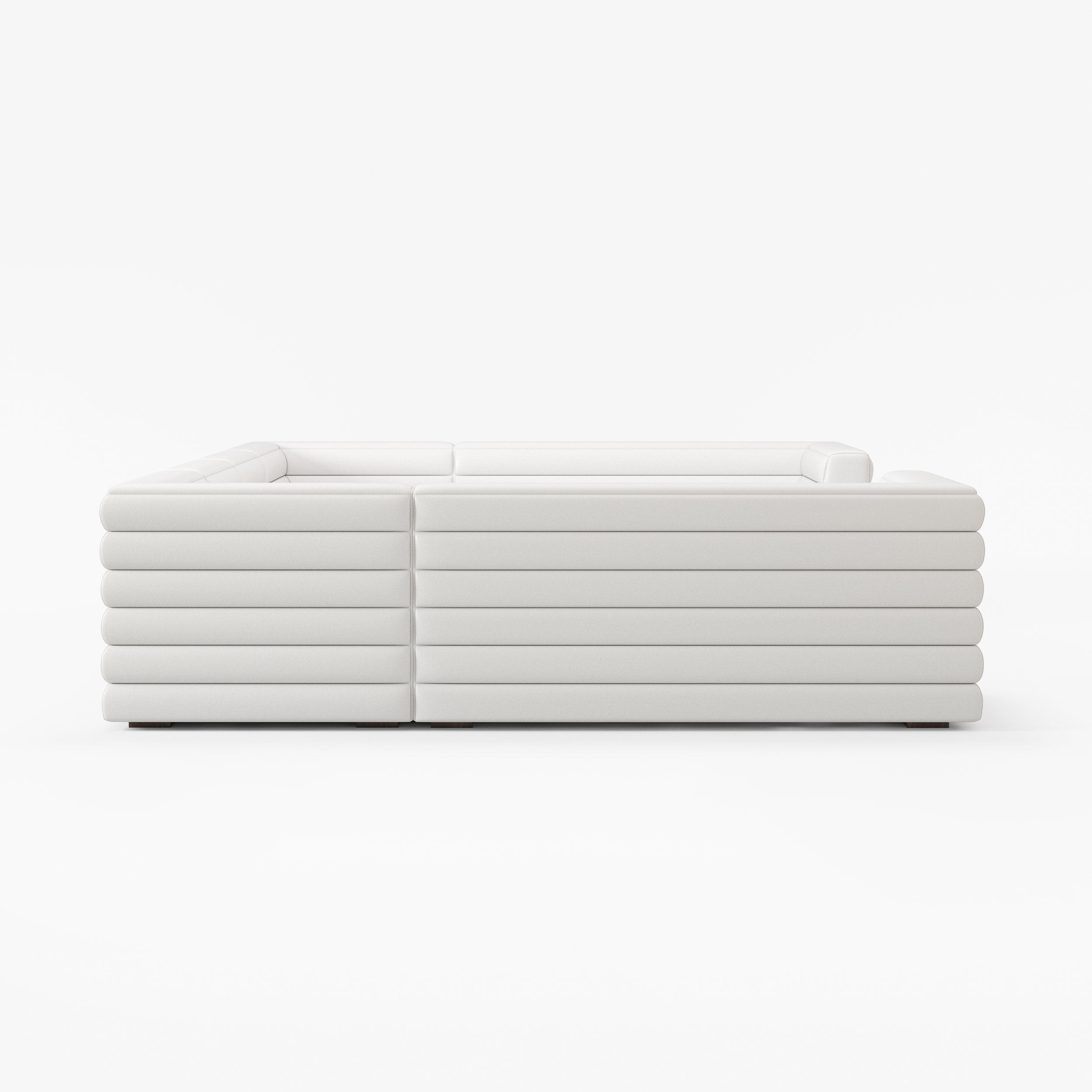 HMR 126" U-Shaped Modern Modular Sectional Sofa for 8 Seaters - White, Microfiber Leather