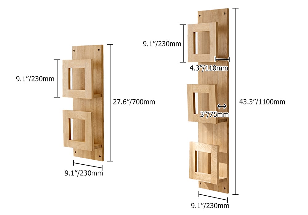HMR - 2-Piece Wooden Wall Mounted Display Shelves Magazine Racks