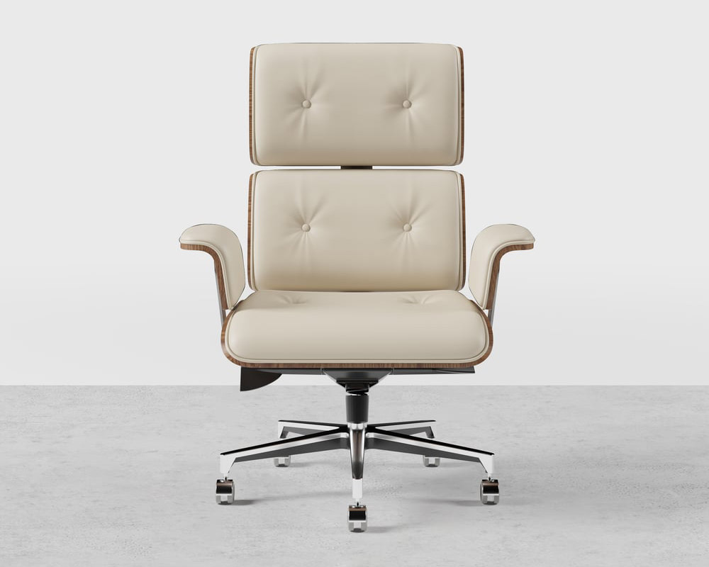 HMR - Modern Home Office Chair Swivel Upholstered Wooden Office Chair Adjustable Height