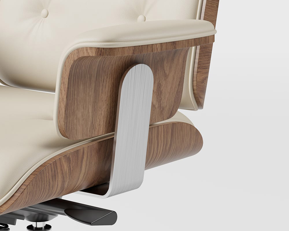 HMR - Modern Home Office Chair Swivel Upholstered Wooden Office Chair Adjustable Height