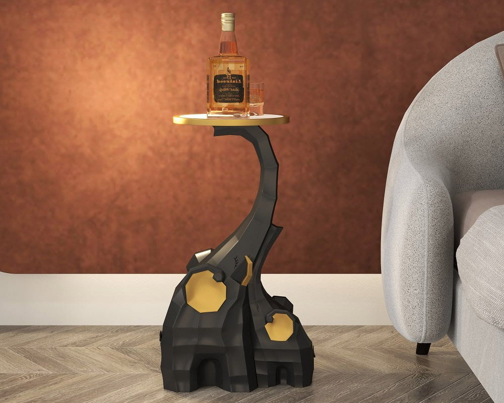 HMR End Table with Tray Top - Black/Gold