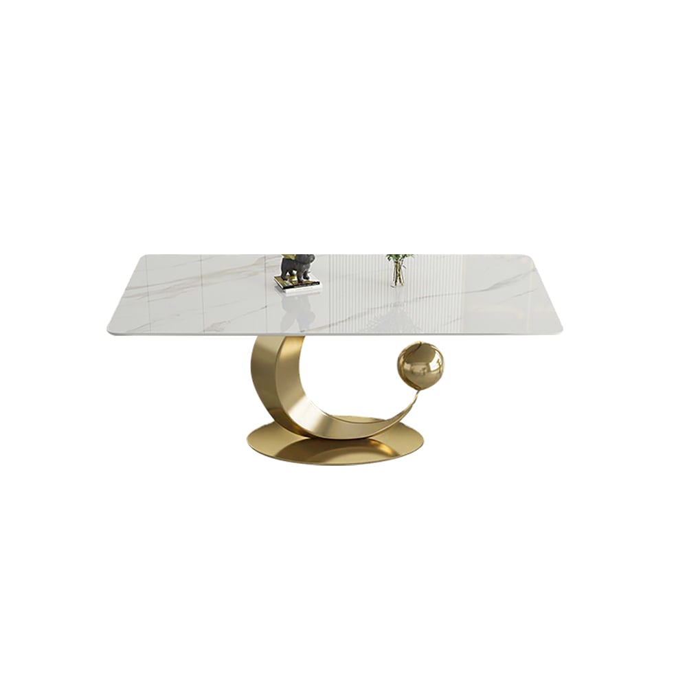 HMR - 71.3" Modern Style Rectangle Sintered Stone Dining Table Seats 6-8 People