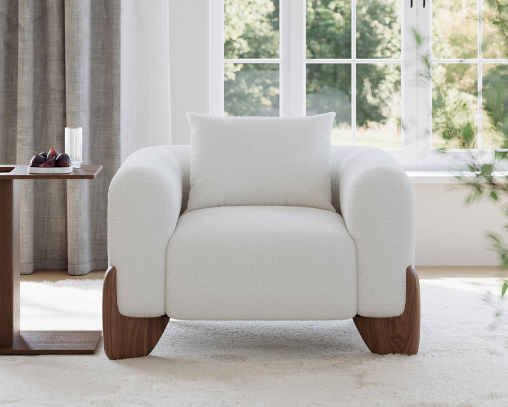 HMR Curva Living Room Set - White, With Coffee Table