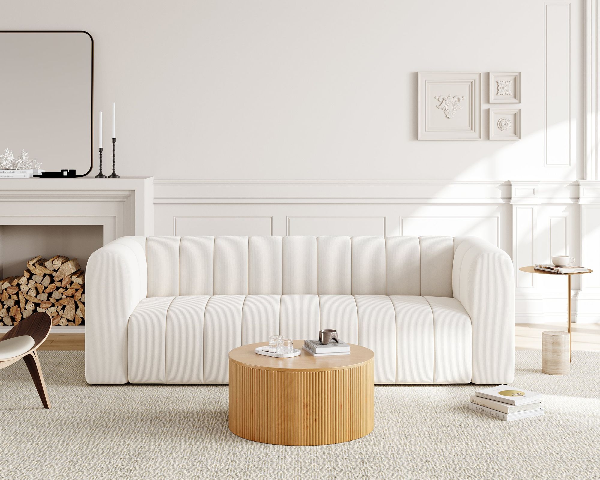 HMR - Modern 3-Seater Sofa with Velvet Upholstered