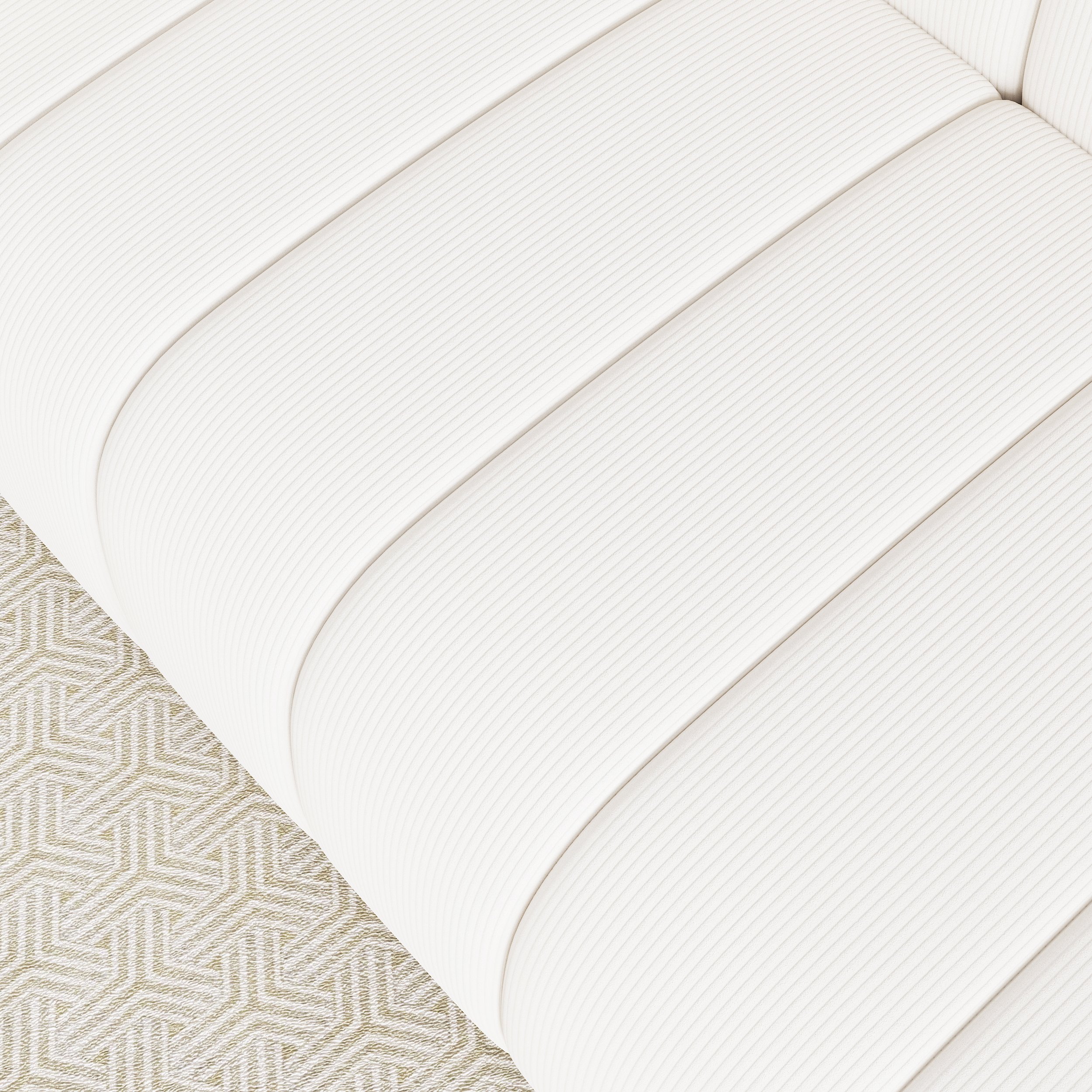 HMR Modern 3-Seater Sofa with Corduroy Upholstered - Off-White