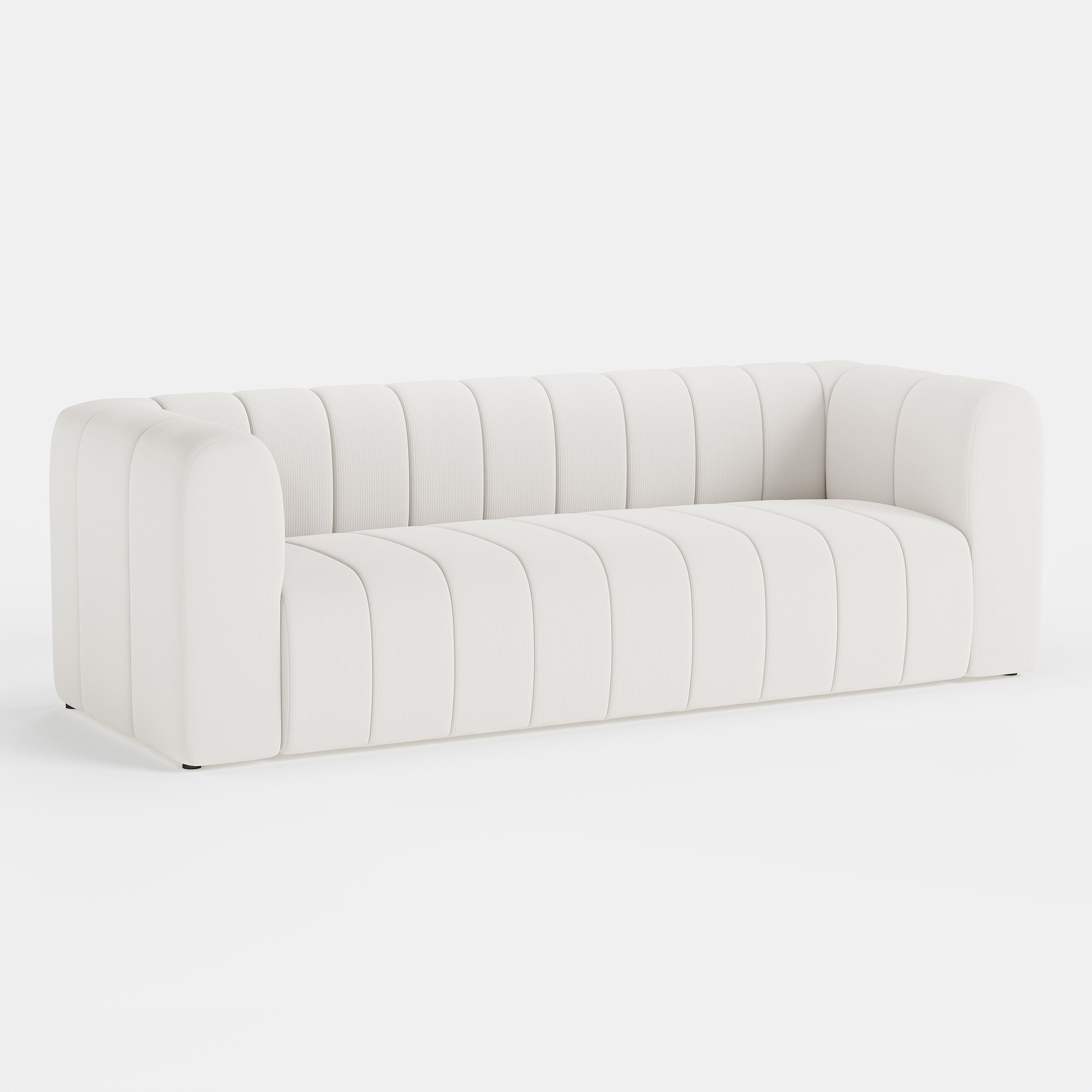 HMR Modern 3-Seater Sofa with Corduroy Upholstered - Off-White