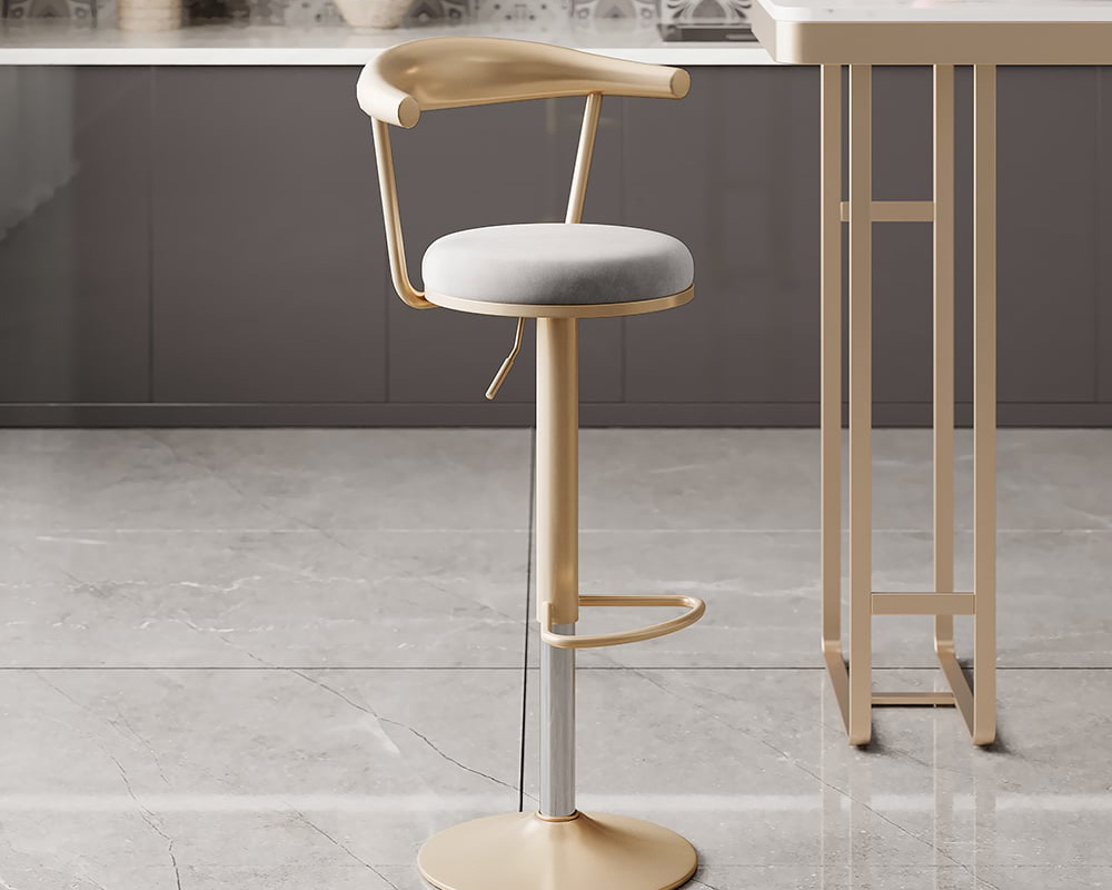 HMR Modern Adjustable Swivel Bar Stools with Velvet Upholstery (Set of 8) - Gray