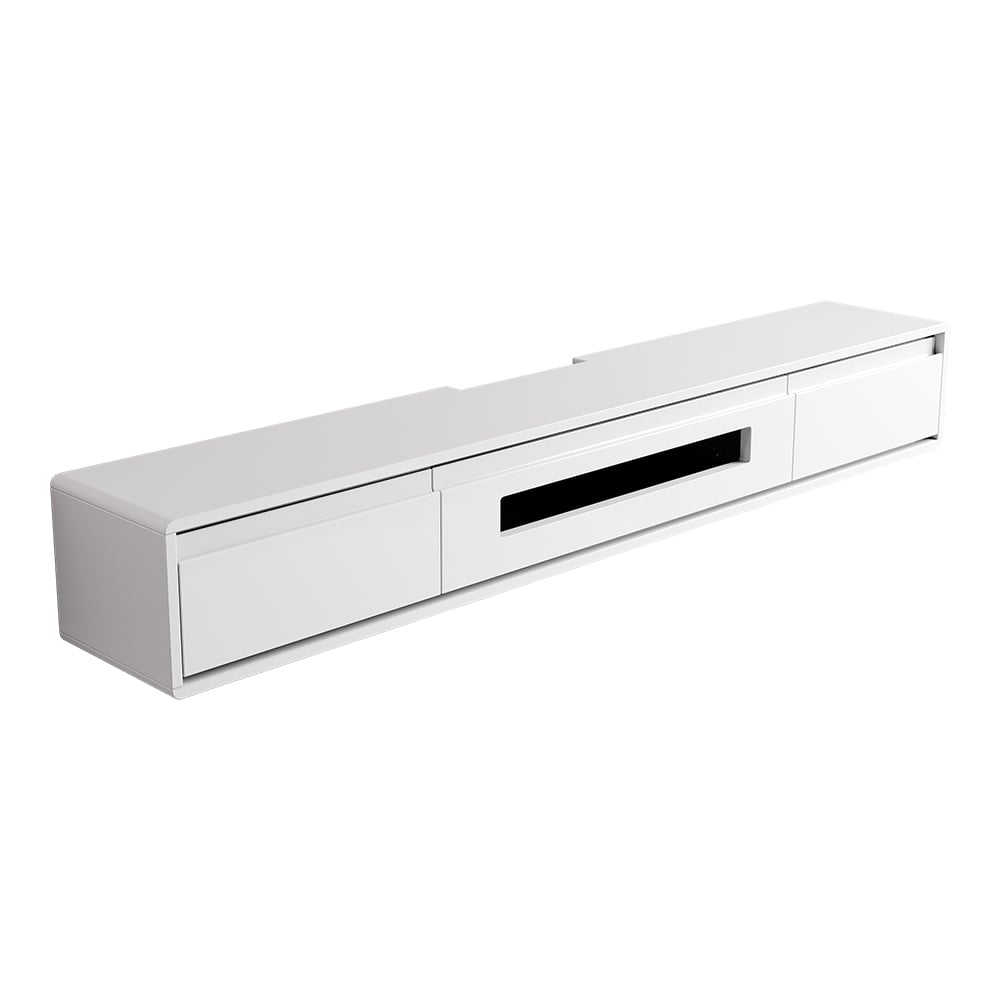 HMR Smooth TV Stand Postmodern Minimalist Floating Media Console with Storage - White, 59"W x 9.4"D x 8.3"H