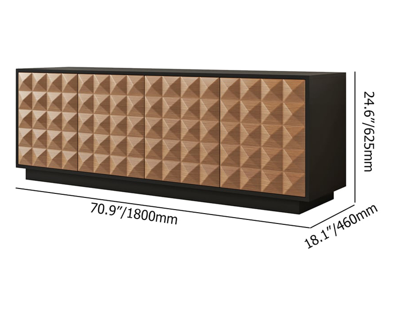HMR - 70.9" Modern Black & Natural Tall TV Stand with Storage for 75 inch tv