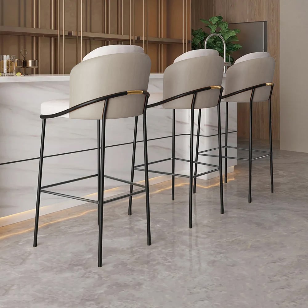 HMR Linenic Series Modern PU Leather Bar Stools - Gray, 20.9"L x 20.9"W x 41.3"H, 8-Pieces
