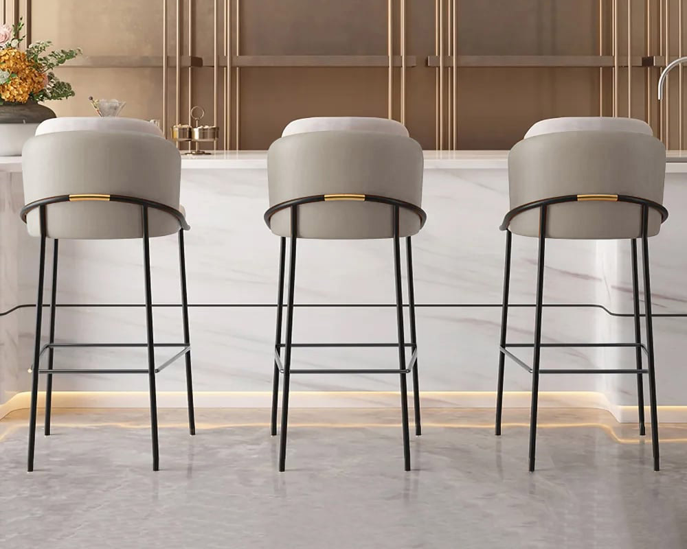 HMR Linenic Series Modern PU Leather Bar Stools - Gray, 20.9"L x 20.9"W x 41.3"H, 8-Pieces