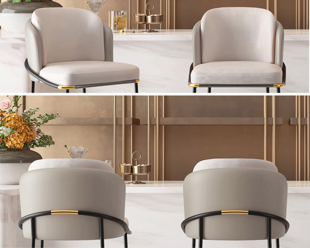 HMR Linenic Series Modern PU Leather Bar Stools - Gray, 20.9"L x 20.9"W x 41.3"H, 8-Pieces
