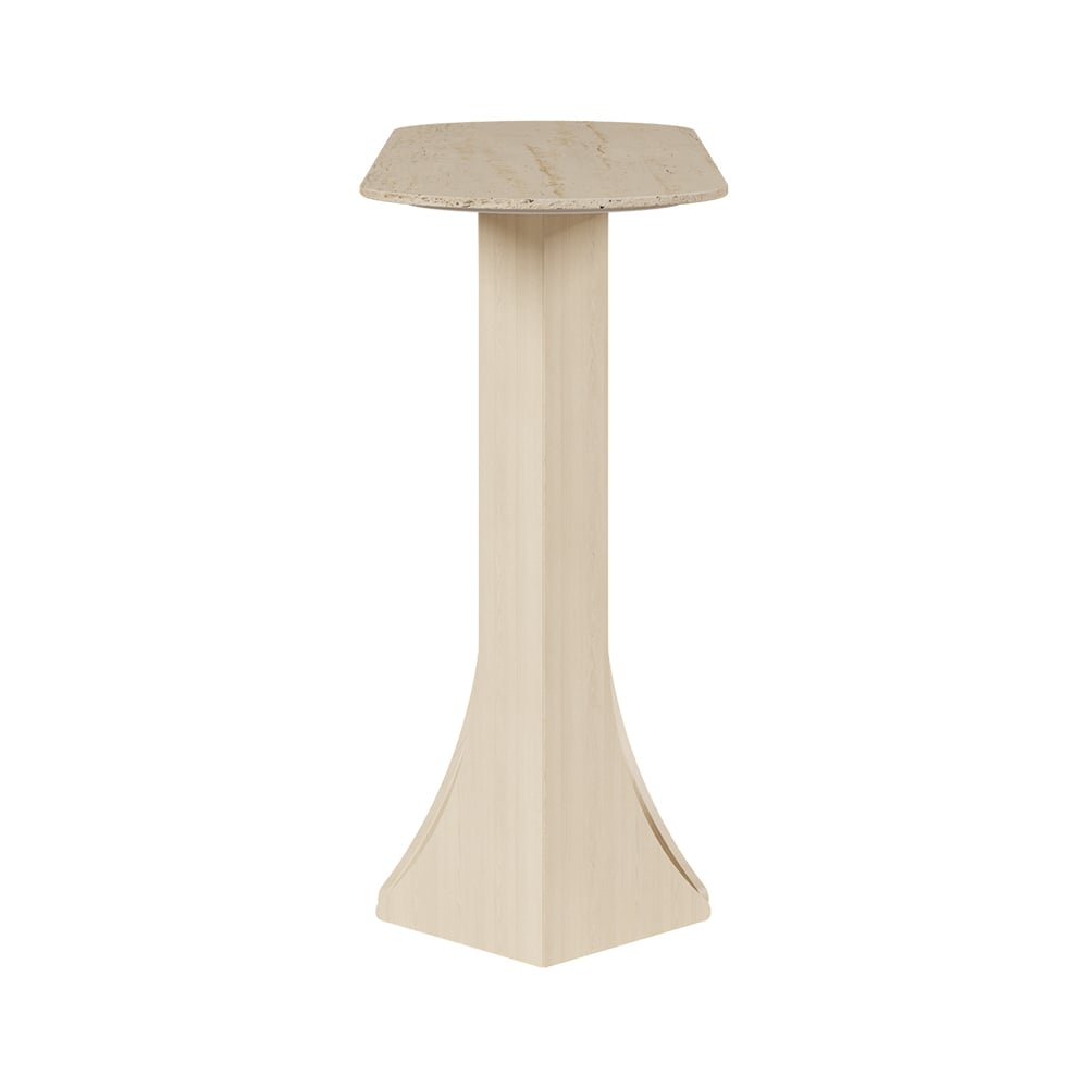 HMR - 39.4" Oval Travertine Stone Console Table Modern Entryway Table with Abstract Base