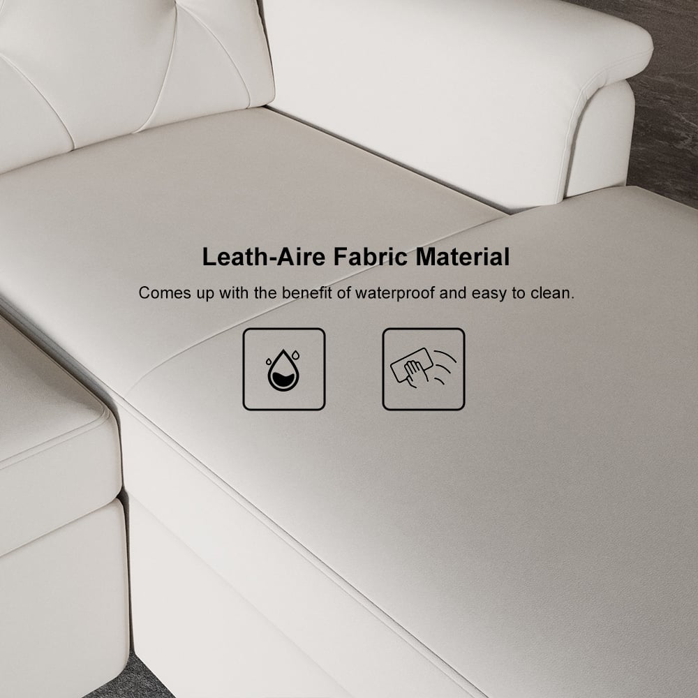 HMR - 134.6" White Power Reclining Sectional Sofa Pull Out Bed Cup Holder & Speaker & Storage