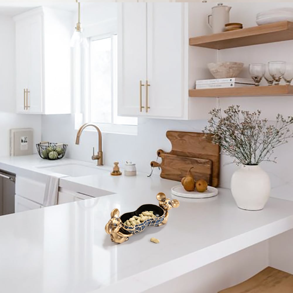 HMR - Creative Gold Cute Mouse Storage Tray Modern Home Decoration Storage Ornaments