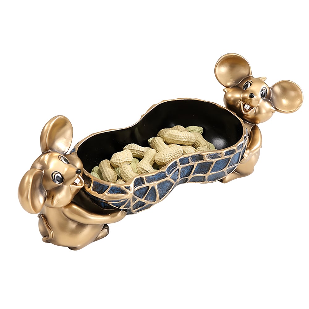 HMR - Creative Gold Cute Mouse Storage Tray Modern Home Decoration Storage Ornaments