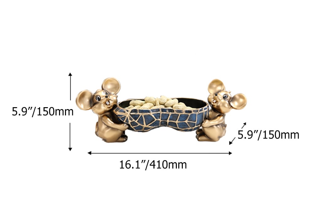 HMR - Creative Gold Cute Mouse Storage Tray Modern Home Decoration Storage Ornaments