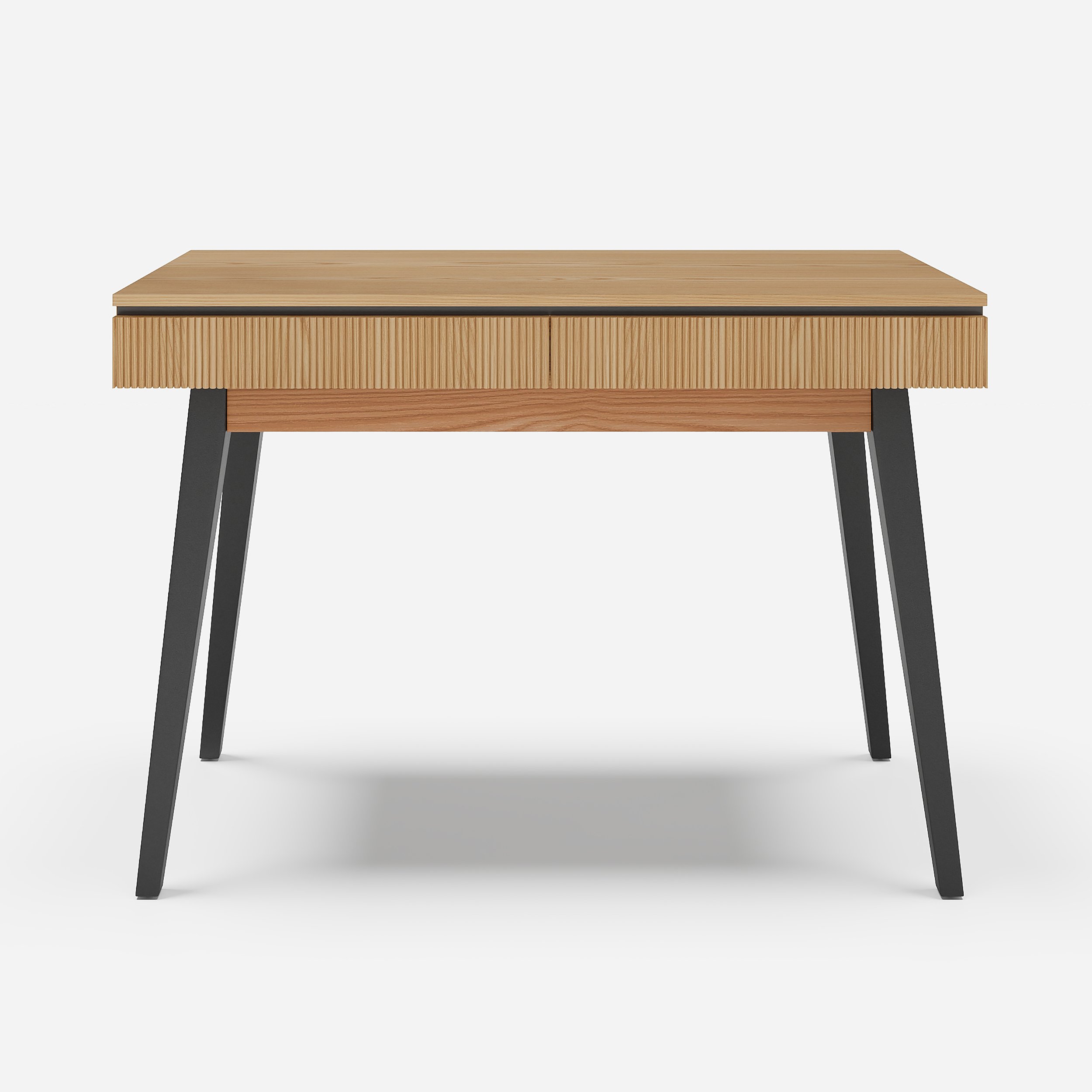 HMR - 43.30" Natural Modern Desk with 2 Drawers & Tapered Legs