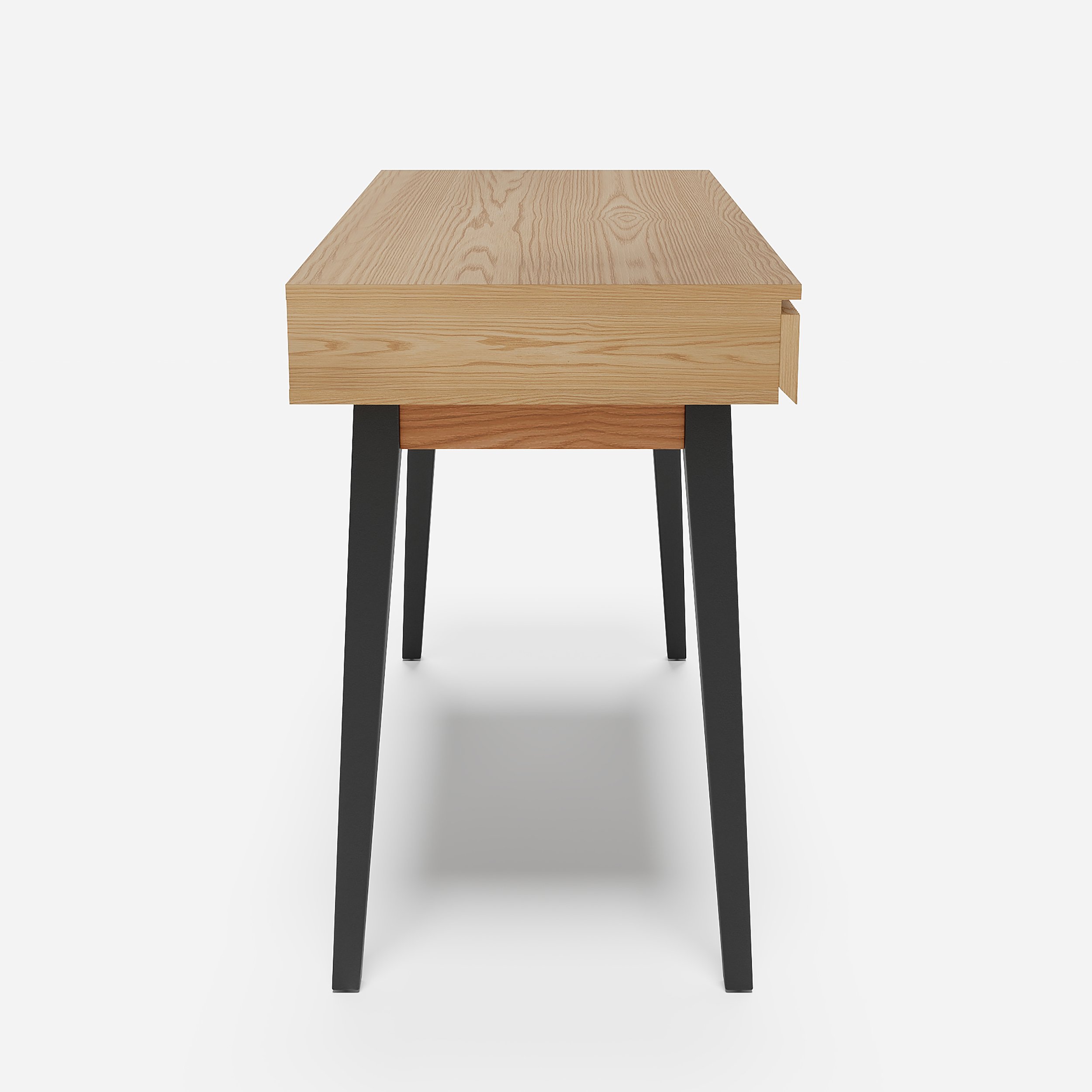 HMR - 43.30" Natural Modern Desk with 2 Drawers & Tapered Legs