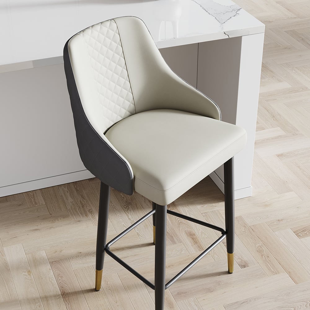 HMR Diamic Series Modern Counter Stools with PU Leather Upholstery - Gray, 4-Pieces