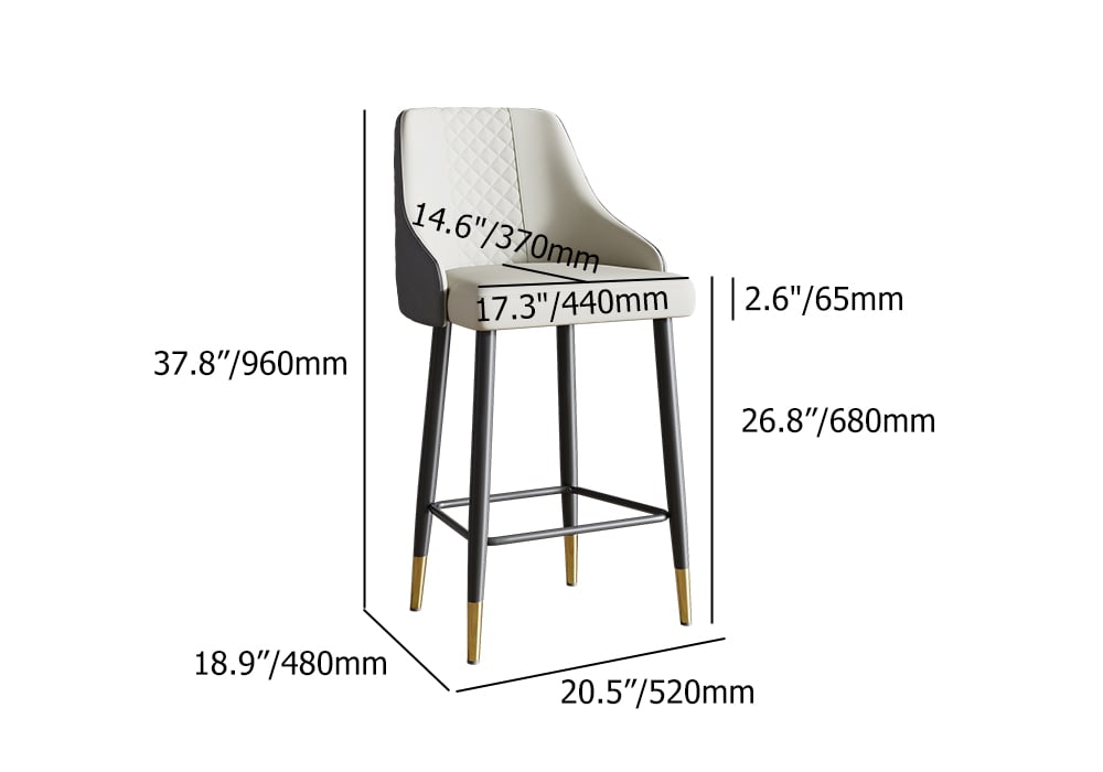 HMR Diamic Series Modern Counter Stools with PU Leather Upholstery - Gray, 4-Pieces
