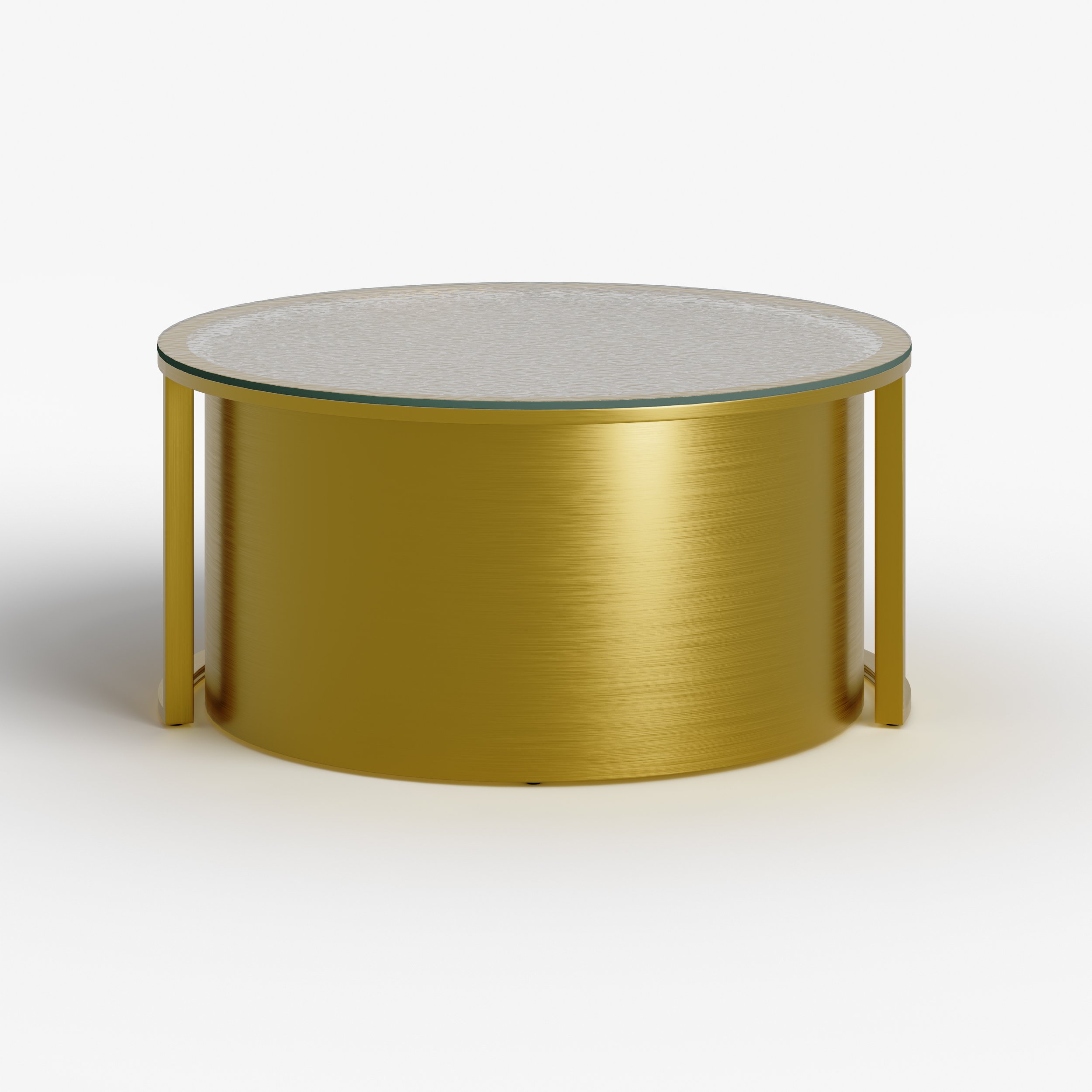 HMR - 31.5" Gold Round Glass Top Nesting Coffee Table Set