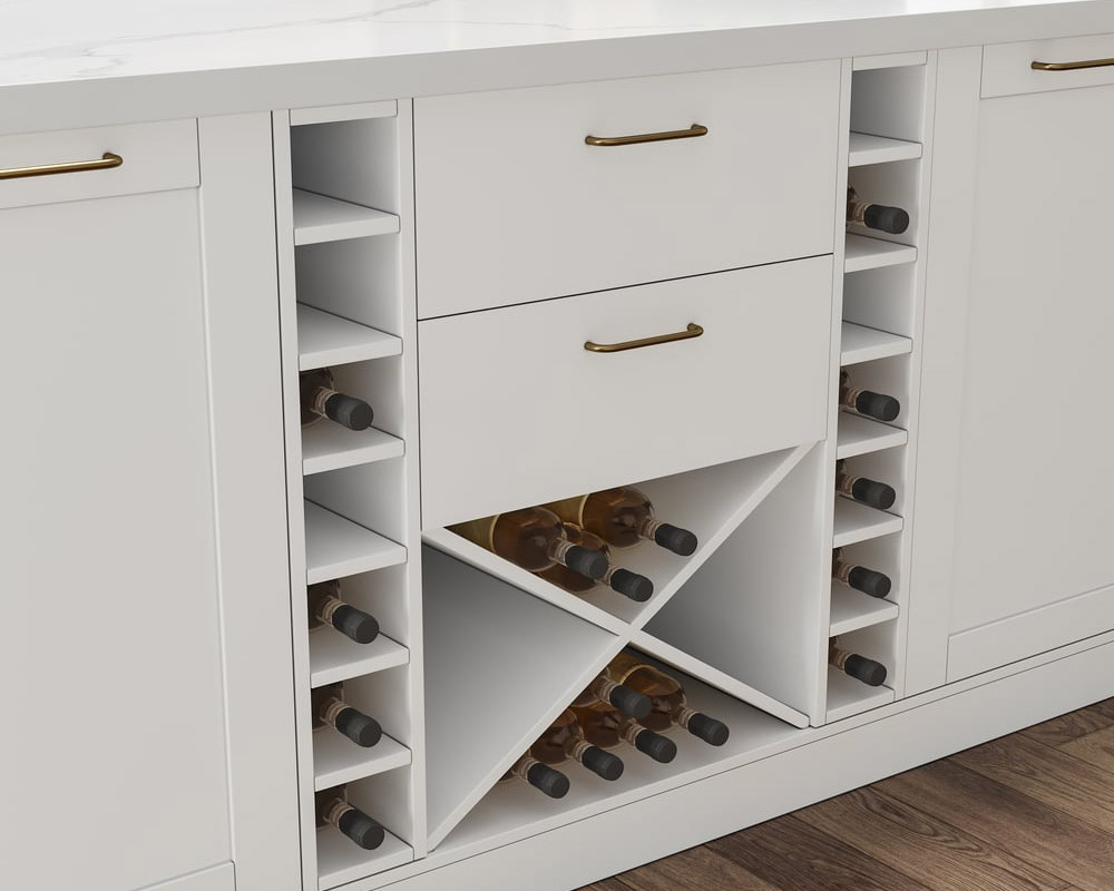 HMR - 72'' Modern Kitchen lsland with Wine Storage