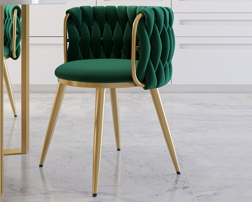 HMR Sweave Nordic Barrel Dining Chair with Velvet Upholstery (Set of 2) - Green