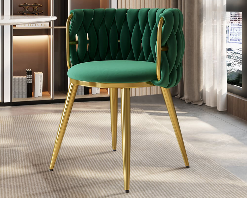 HMR Sweave Nordic Barrel Dining Chair with Velvet Upholstery (Set of 2) - Green