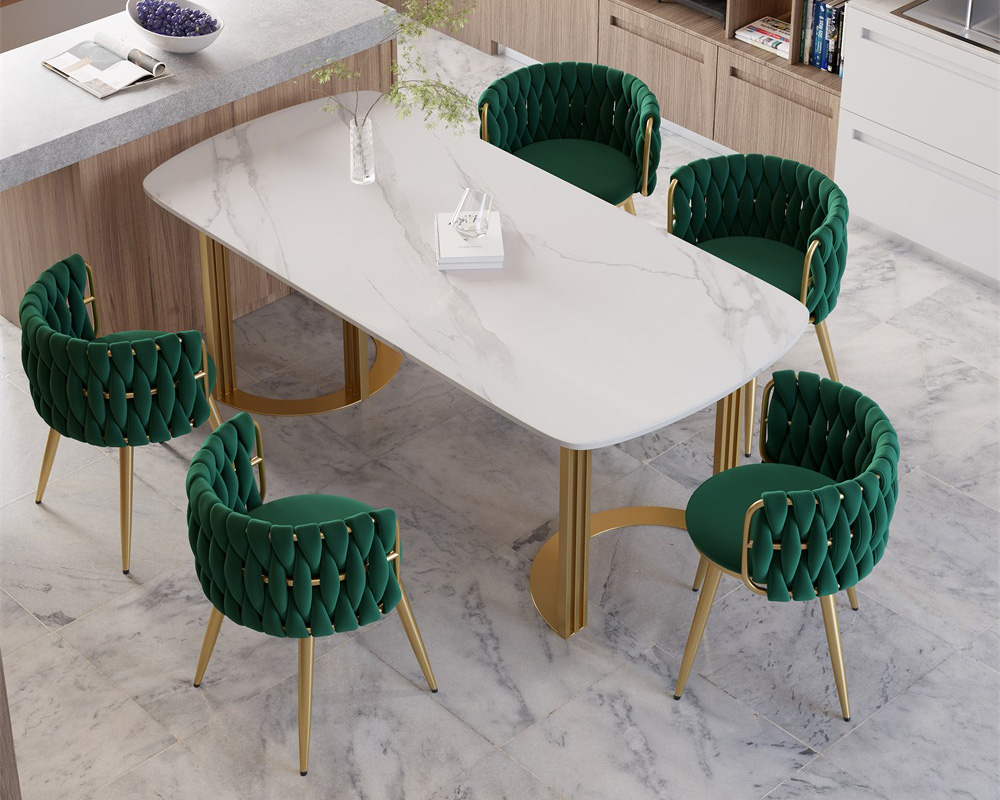 HMR Sweave Nordic Barrel Dining Chair with Velvet Upholstery (Set of 2) - Green