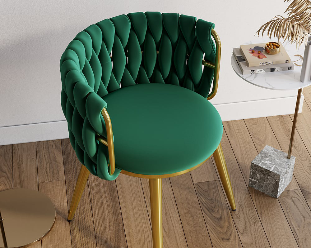 HMR Sweave Nordic Barrel Dining Chair with Velvet Upholstery (Set of 2) - Green